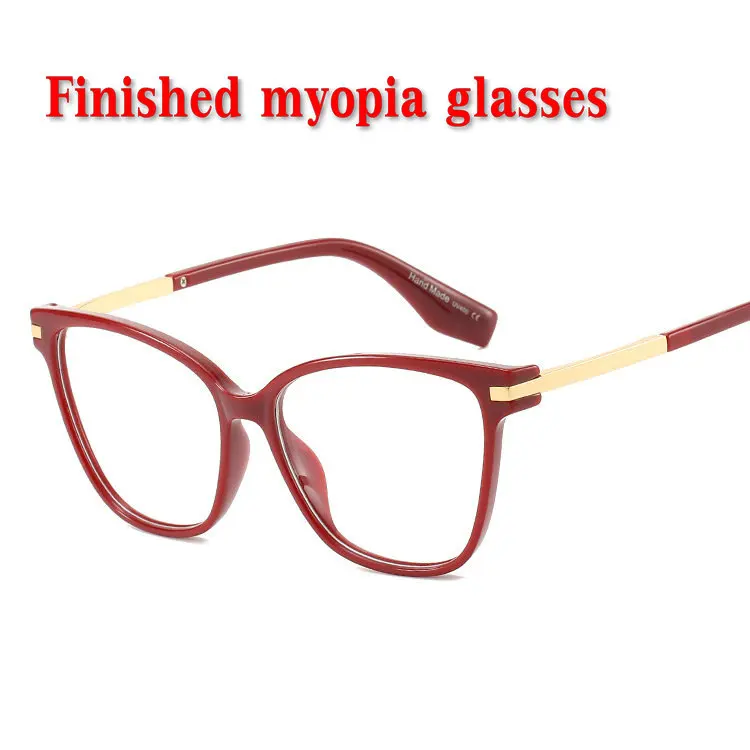 1-1,5-2-2,5 до-6,0 ультралегкие готовые очки для близорукости унисекс Короткие-очки для коррекции зрения полная оправа очки с диоптриями NX - Цвет оправы: red-100