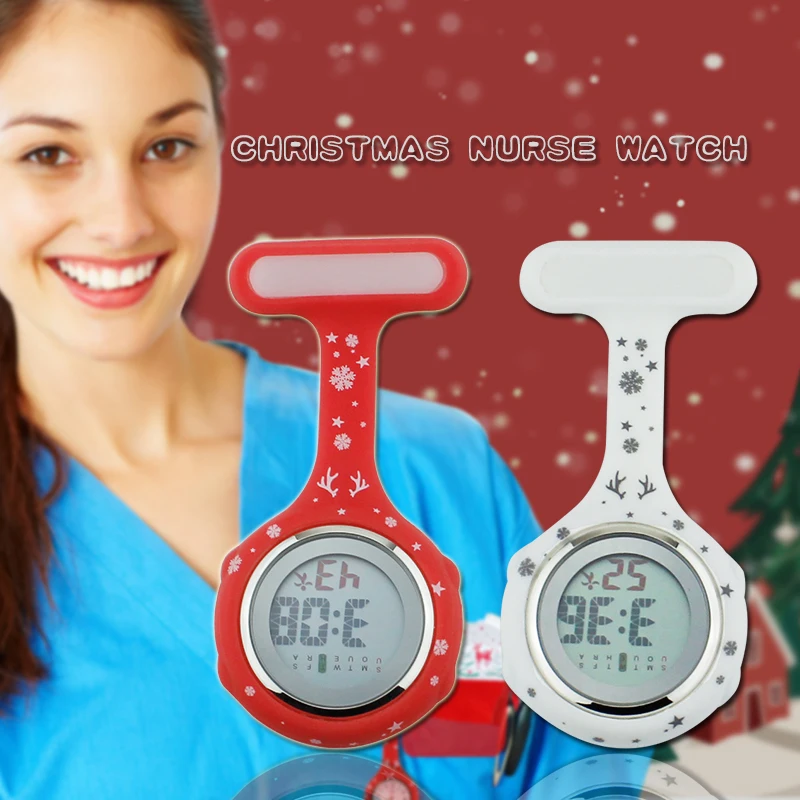 

2017 Merry Christmas nurse watch digital timberland silicone medical watch fob brooch pocket watch nurse doctor with clip