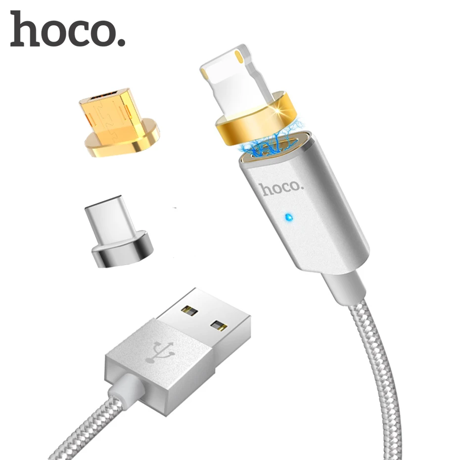 HOCO USB Charge Data Magnetic Cable 2 4A USB to Lightning Micro Type C Fast Charger