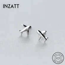INZATT панк Настоящее серебро 925 проба Циркон Серьги Гвоздики самолет модные аксессуары для женщин День рождения ювелирные изделия подарок