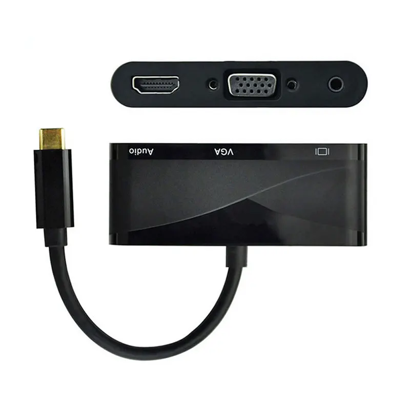

3 in 1 USB-C Type C to 4K HDMI VGA with Audio Adapter Thunderbolt 3 Port Compatible+USB 2.0 Converter For Macbook for Samsung S8