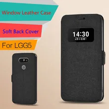 Funda abatible de ventana para LG G5, Funda de cuero seda de lujo para G5, H830, VS987, H820