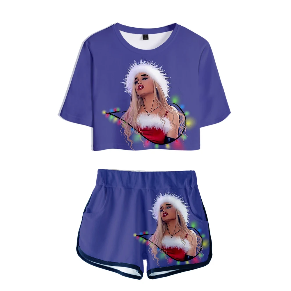 

nwe Trend t-shirt summer charm sexy Ariana Grande 3D t-shirt printing women's 3D fashion T-shirt + shorts two-piece xs-xxl