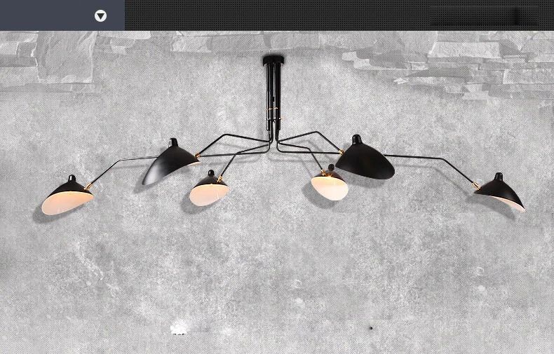 Sala de Estar Retro Serge Mouille Luzes Pingente Nordic Industrial Simples Led Aranha Lâmpada Ajustável Quarto Luminária 11 Retro serge mouille luzes pingente nordic industrial