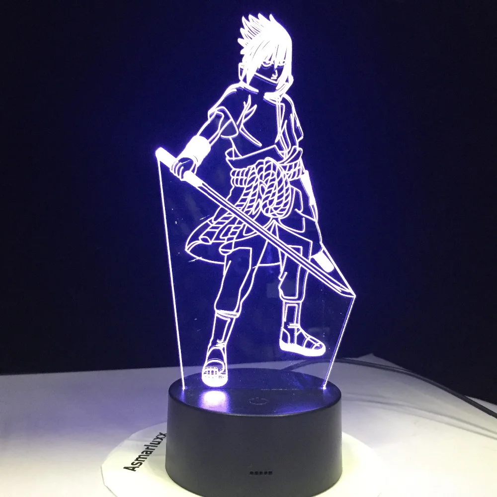 Sasuke Наруто 3D ночной Светильник моделирующий светильник ing светильники 7 цветов светодиодные Детские прикроватные визуальные аниме USB настольная лампа домашний декор