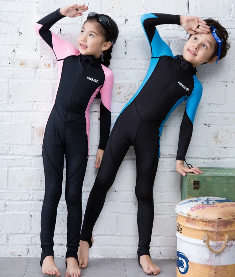 Hisea seac/Детский Гидрокостюм из лайкры, Рашгард, одежда для серфинга, Солнцезащитный купальник, теплый детский купальник