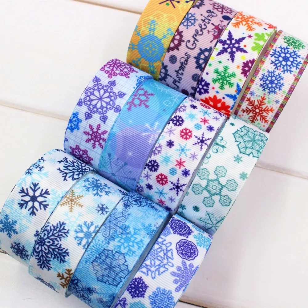 

1492126 ,22mm Cartoon Christmas Snowflake Series printed grosgrain ribbon,12 color mix,accessories, jewelry wedding package
