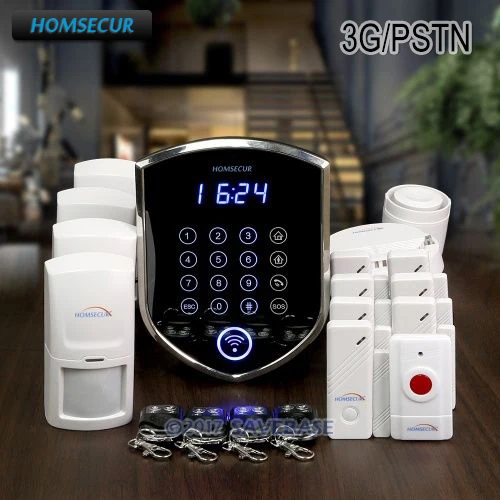 

HOMSECUR Wireless&wired WCDMA-3G/Landline Home Alarm System With Panic Button