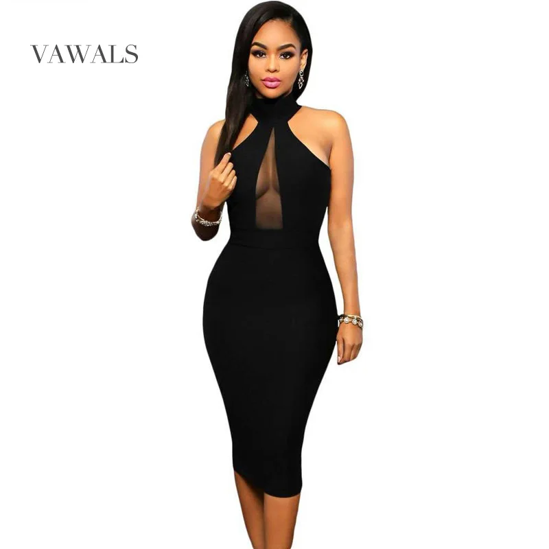 tight black sleeveless dress