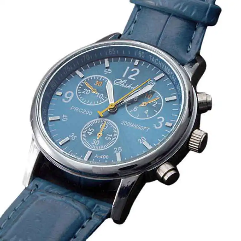 New Luxury Fashion Crocodile Faux Leather Mens Analog Watch Watches Blue watch men luxury automatic mechanical strap 24mm #2d17 (2)