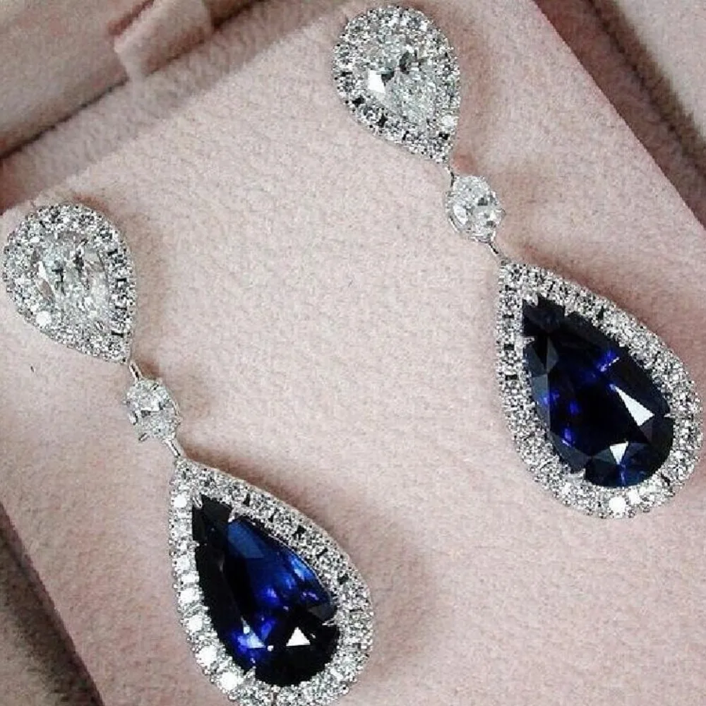 

Fashion Elegant Temperament Luxury Earring White With Full Shiny Drop Tassel Earrings Wedding Jewelry