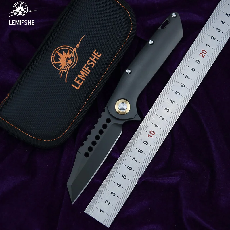 Складной нож LEMIFSHE MT Warhound Flipper лезвие D2 титановая ручка TC4 для кемпинга охоты