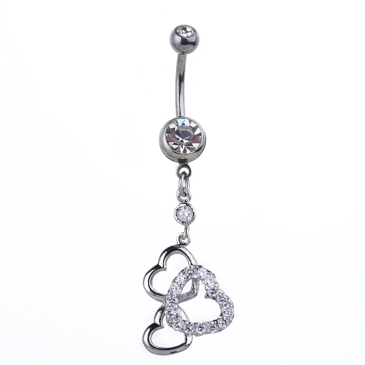 2017 New Arrival Prevent Allergy Heart Rhinestone Navel Piercing for