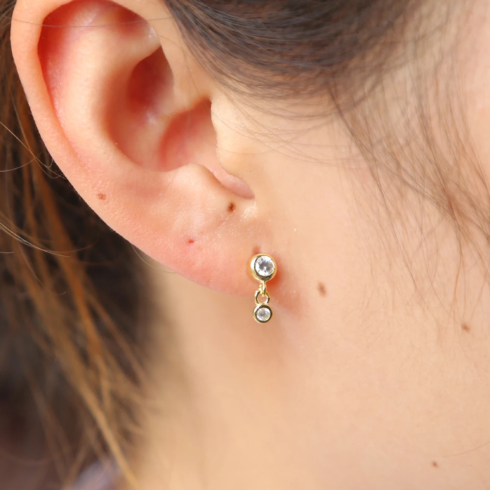 Brincos геометрический CZ цирконий серьги-гвоздики Пирсинг золотой цвет 925 серебро Новая мода серьги для женщин ювелирные изделия Bijoux