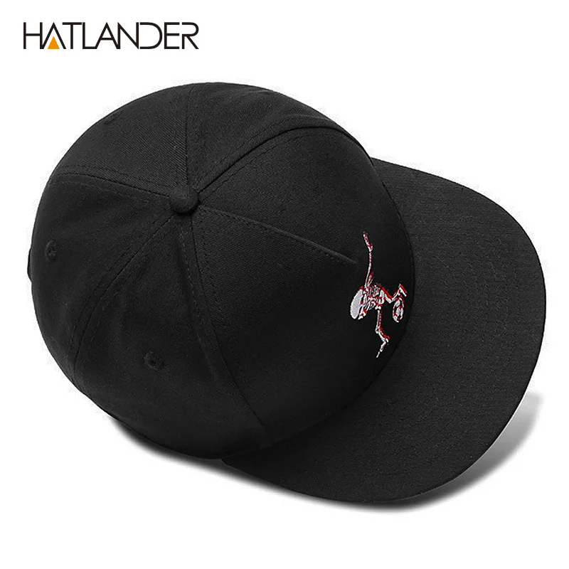 HATLANDER 5 панелей Хлопковые бейсболки бренд вышивка череп Хип-хоп кепки крутые Регулируемые спортивные шапки забавные черные бейсболки