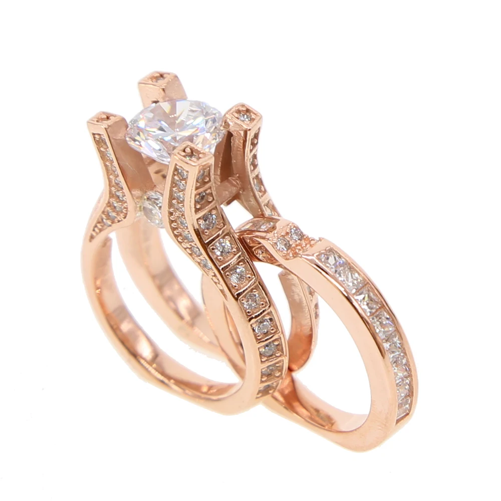 

Luxury Blue clear cz 925 sterling silver big ring sets wedding engagement factory promotion size 5-8 couple ring