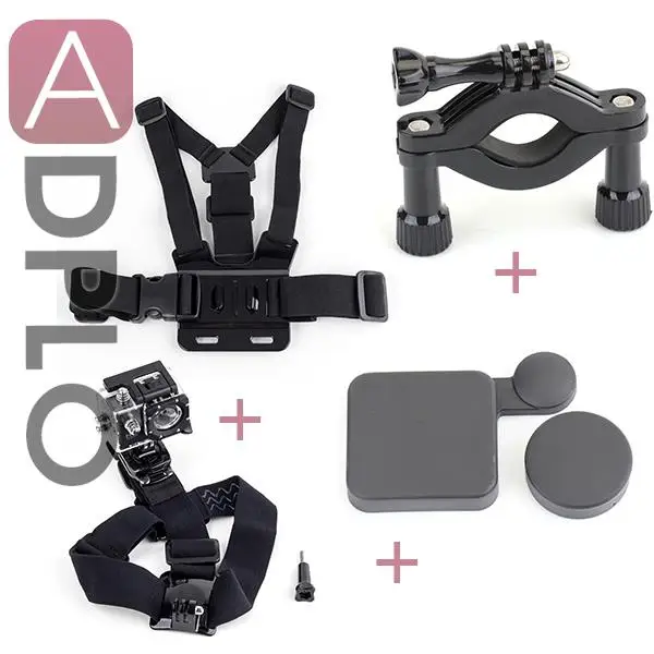 Climbing photography set! Adjustable Head Strap+ Chesty Strap+ Motorcycle Handlebar Clamp+ Lens Cap for GoPro HD Hero 3+/4 +Gift