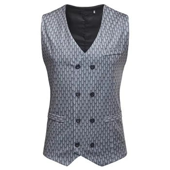 

Fashion Nightclub Double Breasted Suit Vest Men 2019 Brand New Slim Fit Mens Vest Party Wedding Groom Tuxedo Vests Gilet Homme