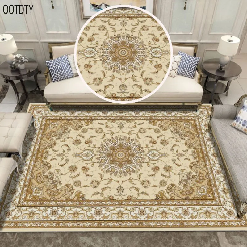 80x120 см Европейский традиционный стиль гостиная коврики Винтаж цветочные Роскошные большие ковры Нескользящие коврик прямоугольной формы