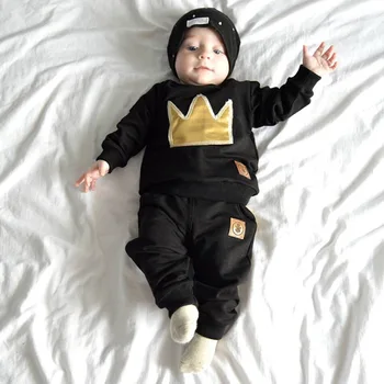 

Baby clothes sets boys girls sweatshirt+pants set kids Crown hoody+pants suit Infant roupa de bebe toddler kids clothing set
