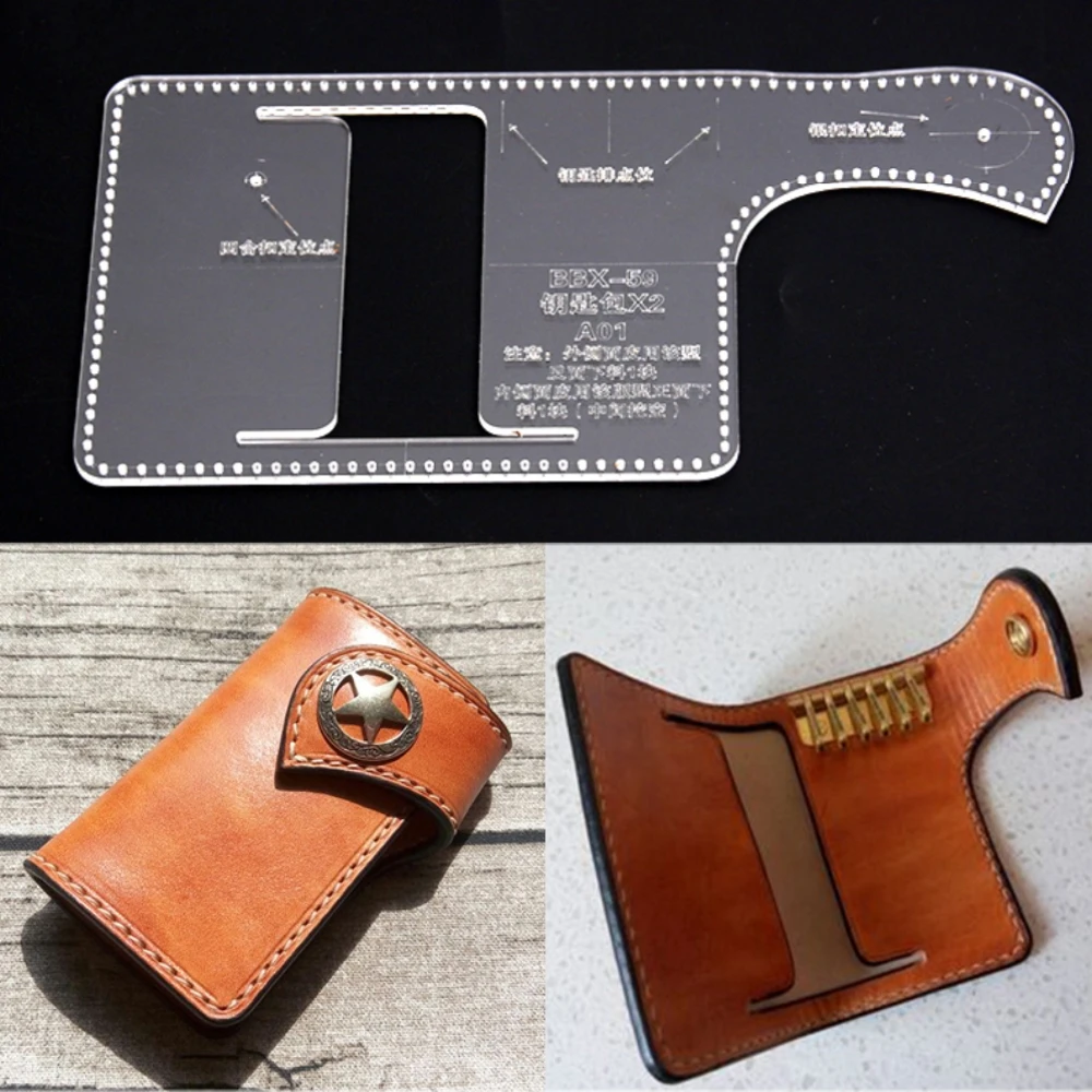 

1 Pcs/Lot DIY Acrylic Wallet Leather Template Model Handwork Leather Craft Pattern Tools Key Ring Key Chain Purse