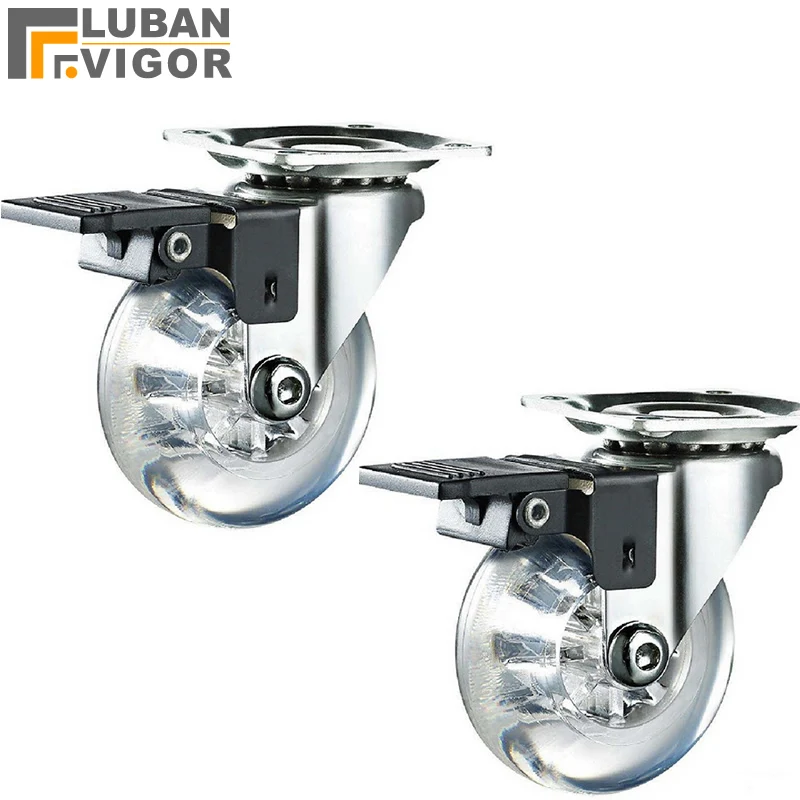 2 Inch With Brake Transparent Caster,child Bed Wheel Mute Wearable,for