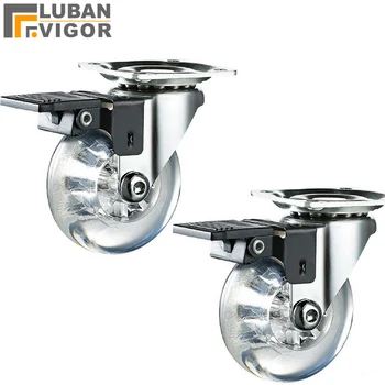 

2 inch with brake Transparent Caster,Child bed wheel Mute Wearable,For Wood floor,Flat panel installation,Furniture hardware