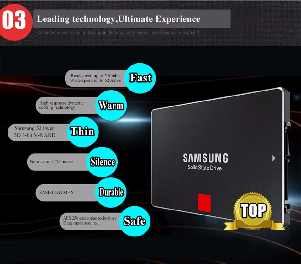 SAMSUNG SSD 128G 256G 512G 1TB 850 PRO Internal Solid State Disk Drive SATAIII SATA 3 for Laptop Desktop PC 128 256 512 GB 128G (6)
