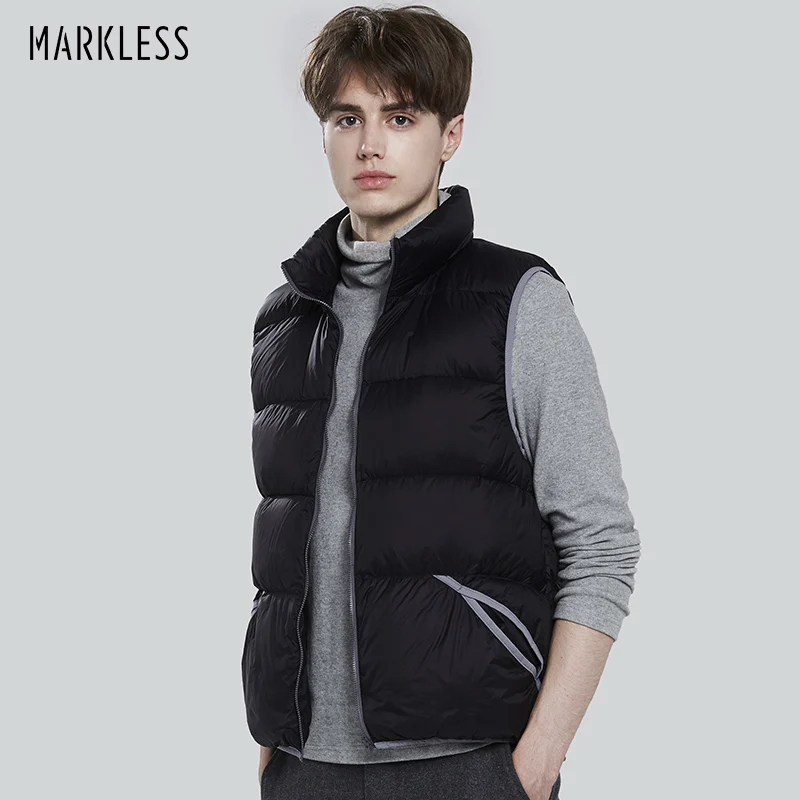 

Markeless Ultra-light Down Vest Men's Sleeveless 90% White Duck Down Waistcoat Plus Size 3XL Winter Warm Down Vests YR11308M