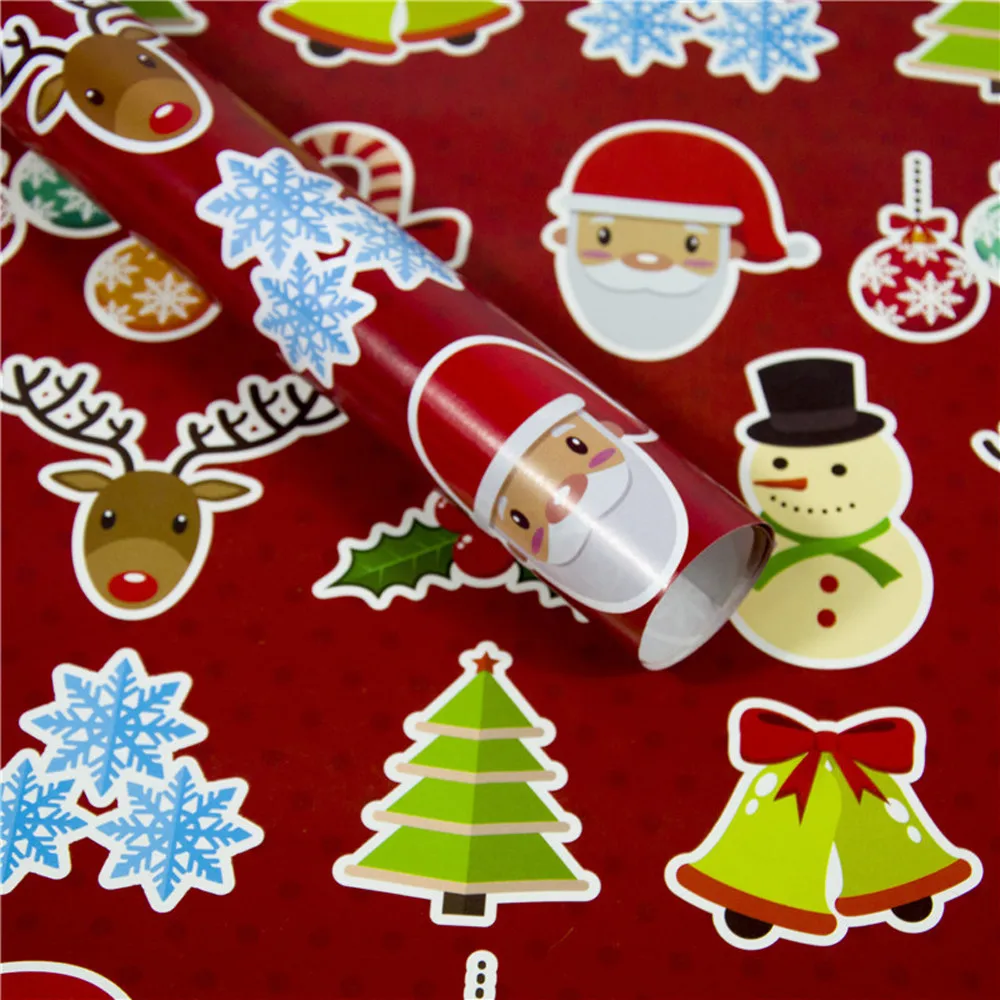 Рождественская бумага для рукоделия, упаковочная бумага для пинг-бумаги, Подарочная Рождественская обертка с Санта-Клаусом, декоративные рождественские вечерние обертки в рулоне, бумажная обертка для пинг-бумаги