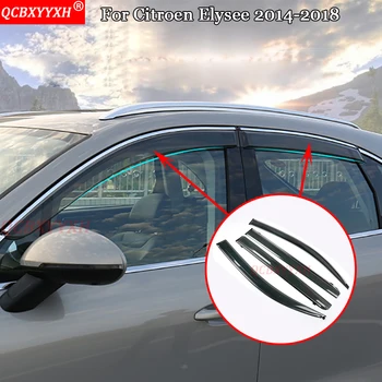 

QCBXYYXH Car-Styling Awnings Shelters Window Visors Sun Rain Shield Sticker Covers Auto Accessories For Citroen Elysee 2014-2017