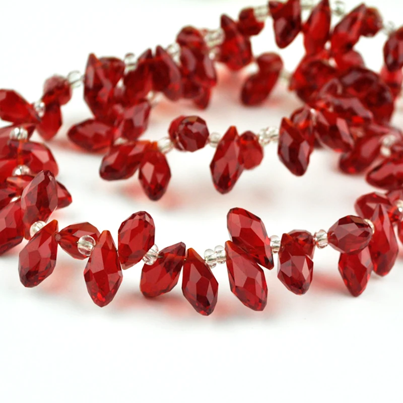 100pcs 6*12mm Dark Red Quartz Faceted Crystal Glass Teardrop Beads Crystal Loose Beads DIY free
