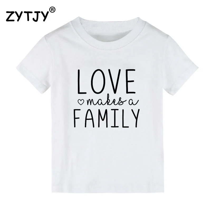 Детская футболка с принтом Love Make A Family для мальчиков и девочек детская одежда