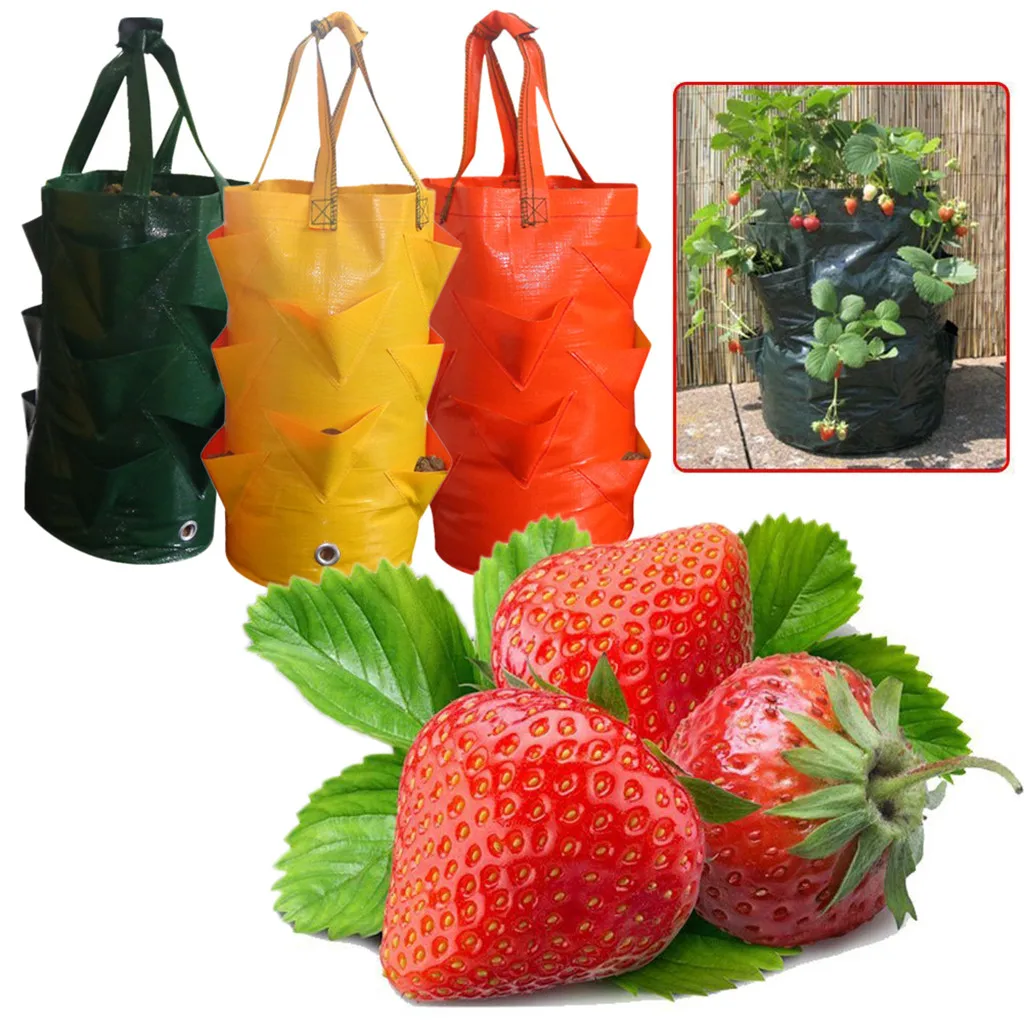 Мешок для выращивания клубники, 3 галлона, мульти-рот, контейнер для овощей, мешок для выращивания растений, горшок для выращивания фруктов