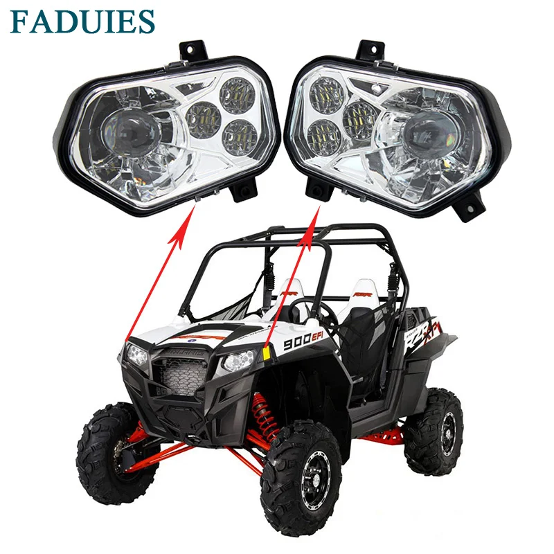 FADUIES 1Pair ATV Hi/Lo Beam LED Driving Headlight Kits for Polaris RZR