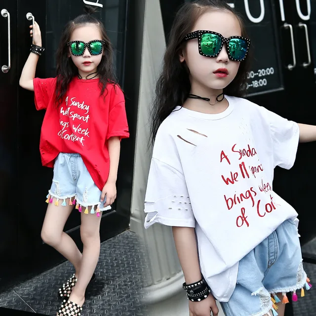 2018 Casual Children Clothing 3 15 Years Old Girls Letters Short ...