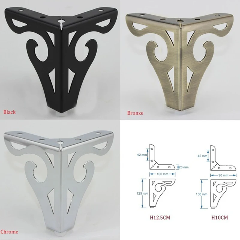

4Pcs Hollow Out Furniture Sofa Legs Metal Sofa Table Cabinet Cupboard Bar Flower Pattern European Black
