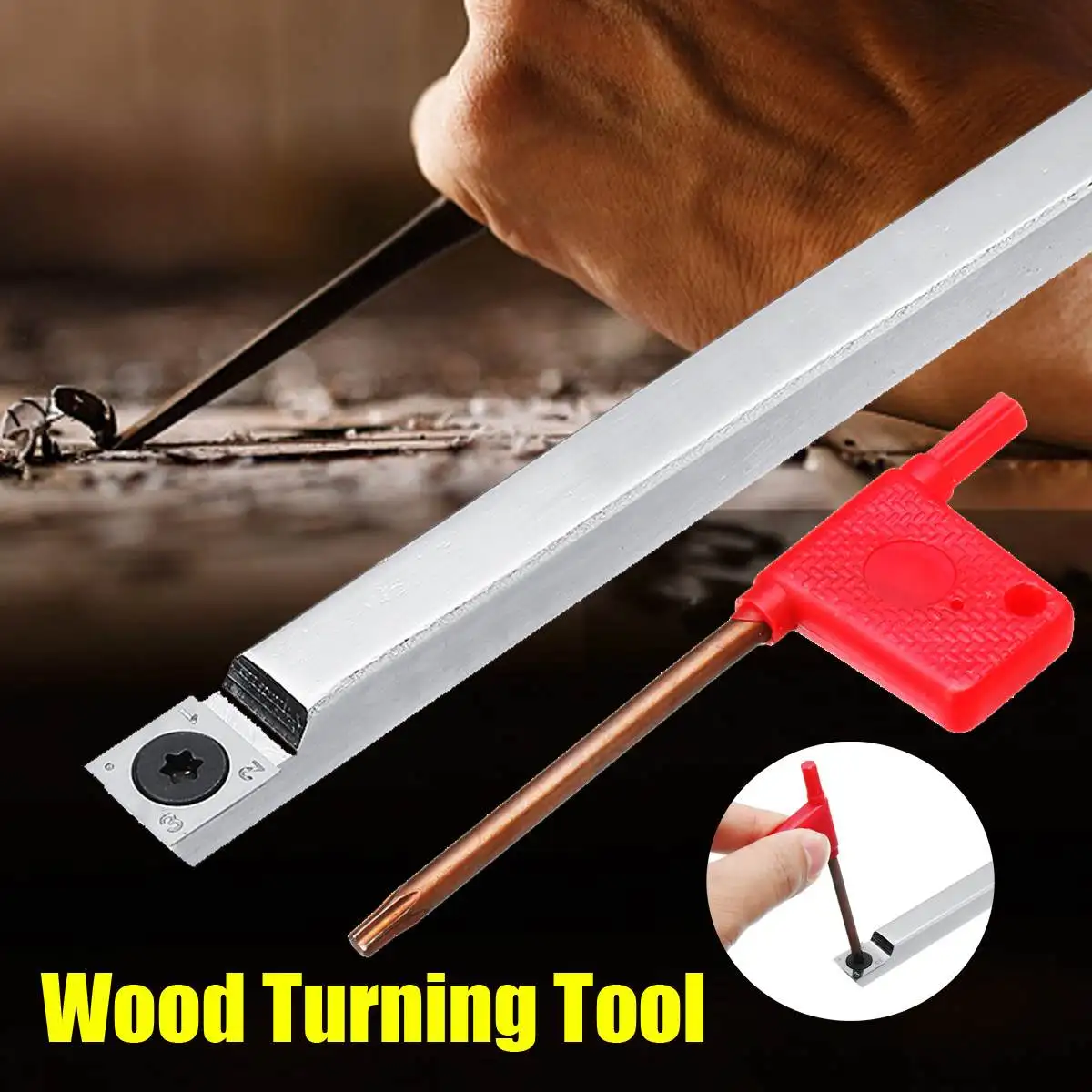 

14mm Wood Turning Tool Chisel Carbide Tip Lathe Tool Insert Cutter Handle Woodworking Tool DIY Wood Rotary Cutter Square Cutter