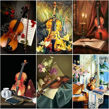 

Full square Diamond embroidery flower 5D DIY Diamond Painting Cross Stitch violin pattern mosaic Rhinestone Puzzle needlework