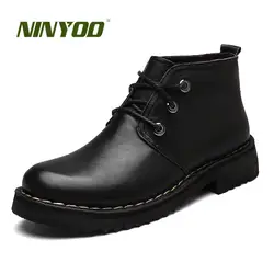 NINYOO/мужские рабочие ботинки, ботильоны из натуральной кожи, мотоциклетные зимние ботинки, непромокаемые уличные ковбойские ботинки martin