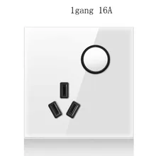 86 type 1 2 3 4 gang 2 way White Mirror Glass Light pressure Wall Switch With LED lights Use round box France German Socket  