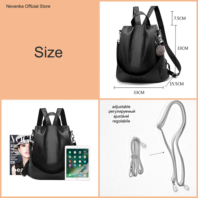 Nevenka 2018 Women Backpacks Fashion Leather Satchel Bags Sac Zipper Bags Casual Shoulder Bags Mochila01