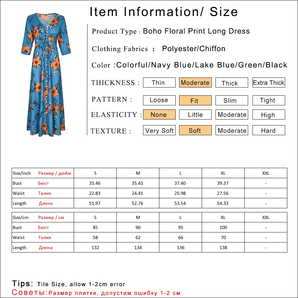 Gladiolus 2019 Spring Summer Dress Women 34 Sleeve V Neck Sexy Floral Print Bohemian Women Maxi Dress Long Beach Ladies Dresses (6)