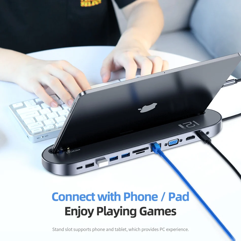 Rock 12 IN 1 Type-C Multifunctional Docking Station 100w -10 Rock 12 IN 1 Type-C Multifunctional Docking Station 100w -10