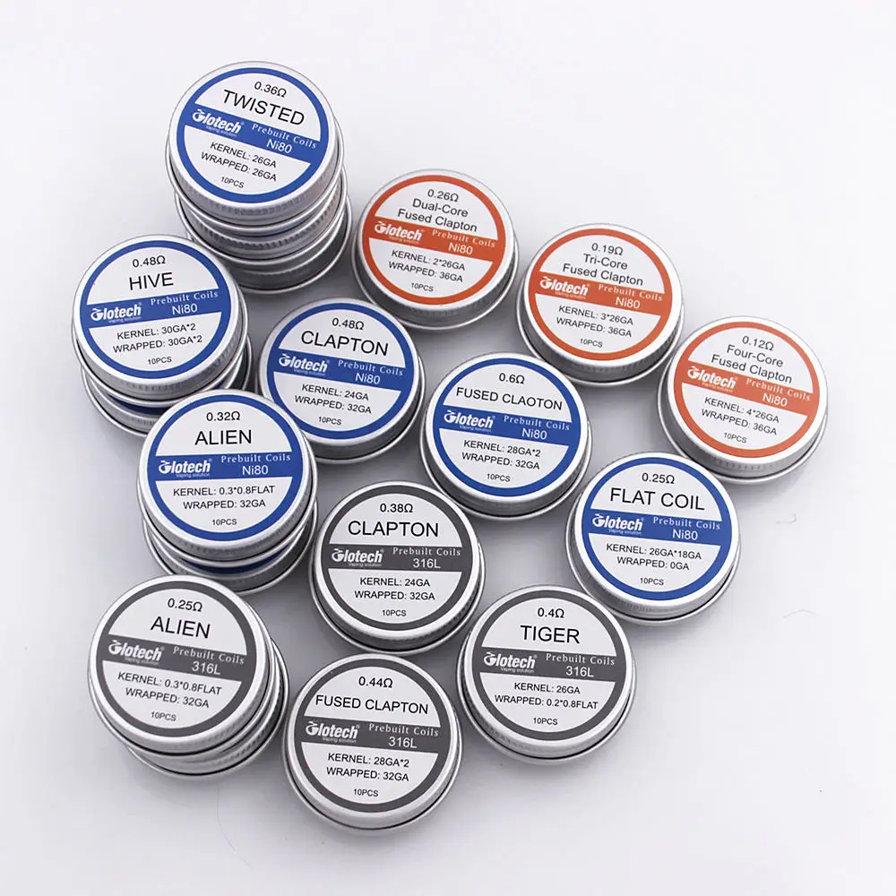 Glotech 316L Ni80 Alien Tiger Fused Clapton Premade Coil Twisted Multi Core Clapton Prebuilt Coil for RDA RBA DIY Atomizer Glotech 316L Ni80 Alien Tiger Fused Clapton Premade Coil Twisted Multi Core Clapton Prebuilt Coil for RDA RBA DIY Atomizer