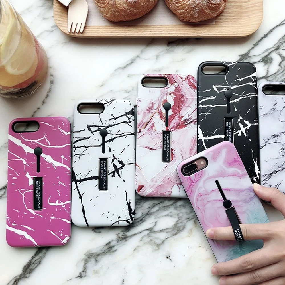 

Floop Case For iPhone 11 Pro XR X XS Max Luxury Marble Finger Loop Ring Strap Cover For iPhone 8 6 6s 7 Plus Hide Stand Coque