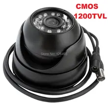 Free shipping Black color metal waterproof security cmos1200TVL mini dome analog camera for home,shops, buses