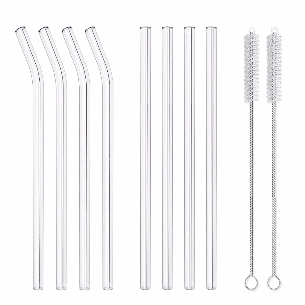 

8PCS Eco-Friendly Reusable Straws Stainless Steel Metal Drinking Straw+2 Cleaning Brush BPA Free