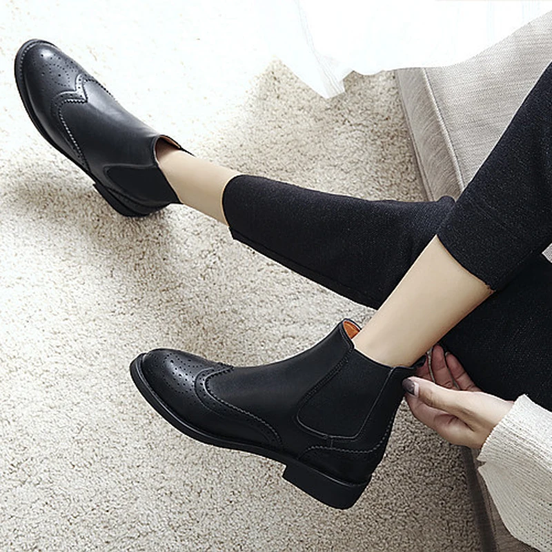 womens black brogue boots