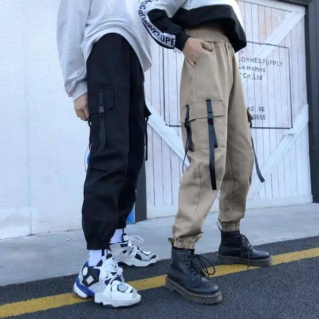 

Mens Cargo Harem Pants Casual Joggers Baggy Tactical Trousers Harajuku Pants Streetwear Hip Hop Mens Pants With Side Pockets